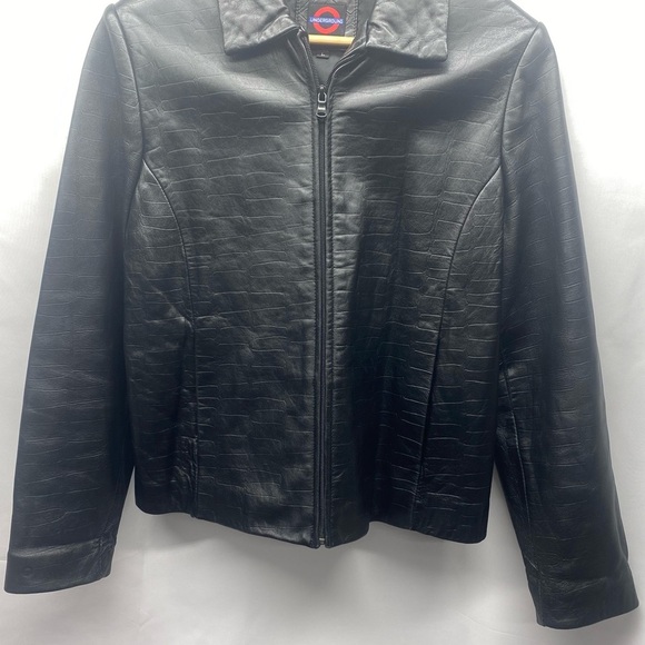 Underground Black Textured Leather Jacket Women’s LG Pockets Zip Closure CLASSIC - Picture 1 of 16